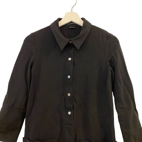 Theory Erimenthia Three-Quarter Black Sleeve Fixture Ponte Shirt Minidress Small - Picture 3 of 11